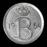 Монета Бельгії 25 сантимов 1964-74 рр, фото 2
