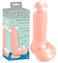 Фалоімітатор з мошонкою Medical Silicone Dildo, 20 см, діаметр 4,4 см