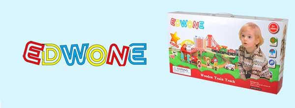 Железная деревянная дорога детская, EdWone, 80 деталей, 3+ (Brio