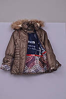 Л-200 Куртка зимняя для девочки рост 128 и 134 коричневая