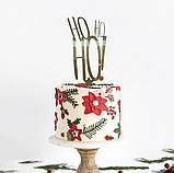 Топер фігурка Новорічна на торт дзеркальний двосторонній Manific Decor "Ho-ho-ho Хо-хо-хо", фото 2