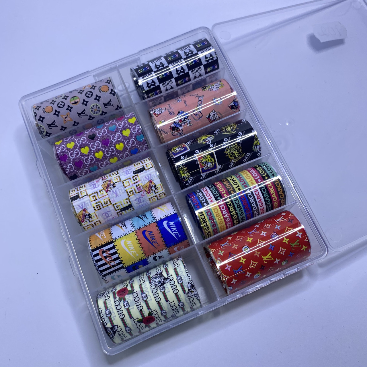 Фольга в контейнері для лиття та дизайну нігтів, набір 10шт