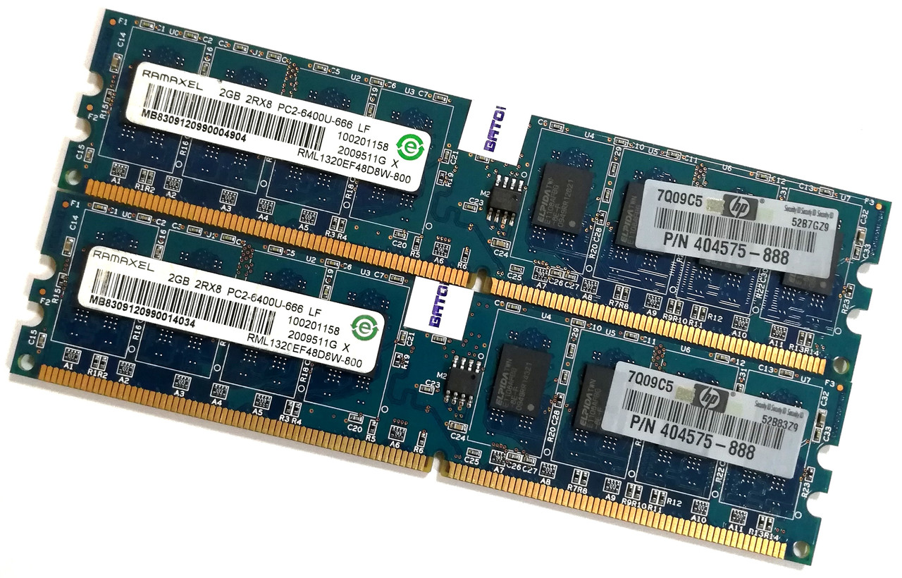 Пара оперативної пам'яті Ramaxel DDR2 4Gb (2Gb+2Gb) 800MHz PC2 6400U 2R8 CL6 (RML1320EF48D8W-800) Б/В