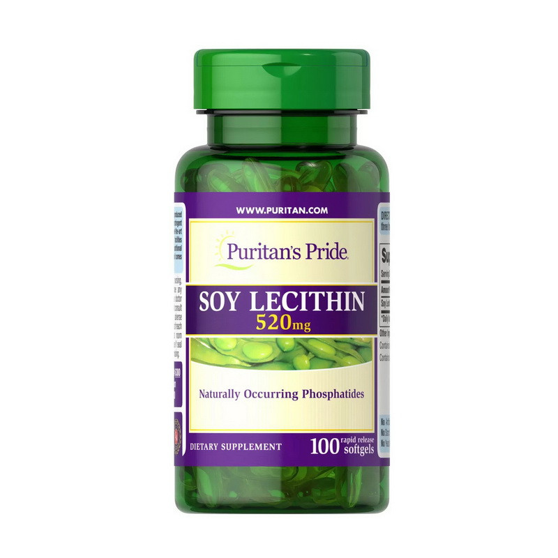 Лецитин соєвий Puritan's Pride Soy Lecithin 520 mg 100 softgels