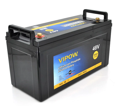 Акумуляторна батарея Vipow LiFePO4 51,2V 30Ah з вбудованою ВМS платою 40A, фото 1