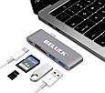 USB-хаб Type C MacBook 5 в 1 перехідник hub USB 3.0 SD MicroSD Beluck TC1 Aluminum (BLKTC1) адаптер, фото 2