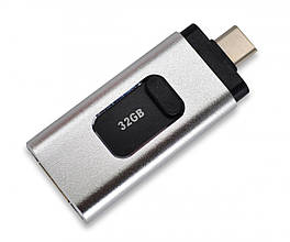 Флешка Beluck FL32 для iPhone MacBook PC flash drive 32 GB 3 в 1 USB 3.0 / Type-C / Lightning (BLKFL32)