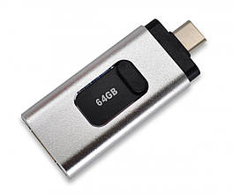 Флешка Beluck FL64 для iPhone MacBook PC flash drive 64 GB 3 в 1 USB 3.0 / Type-C / Lightning (BLKFL64)