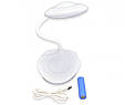 Настільна лампа світлодіодна LED 9W Beluck USB + акумулятор біла круглий плафон, фото 3