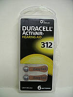Батарейка DURACELL ActivAir ZA 312 для слуховых аппаратов, 6 шт