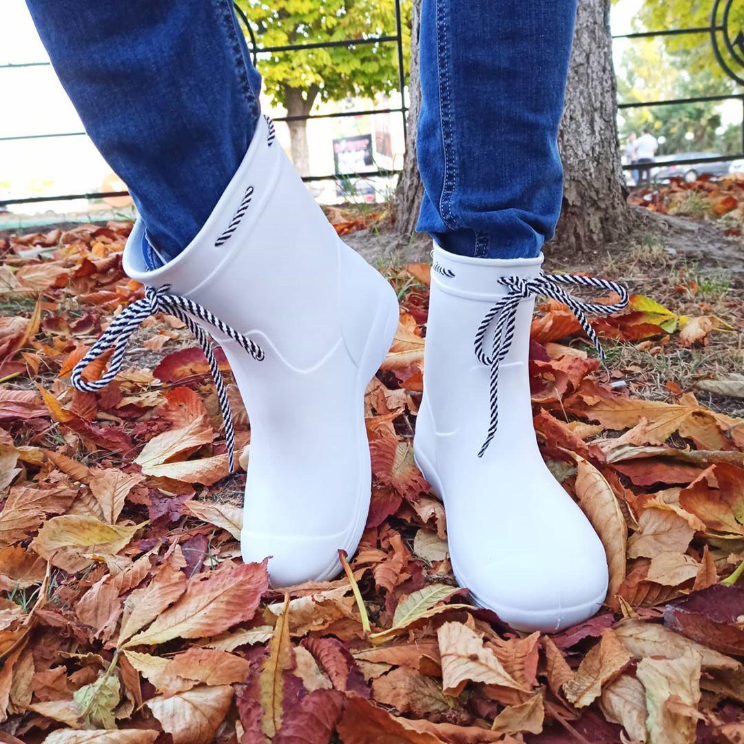 Гумові білі чоботи з піни Непромокальні чоботи. Зроблено в Україні.