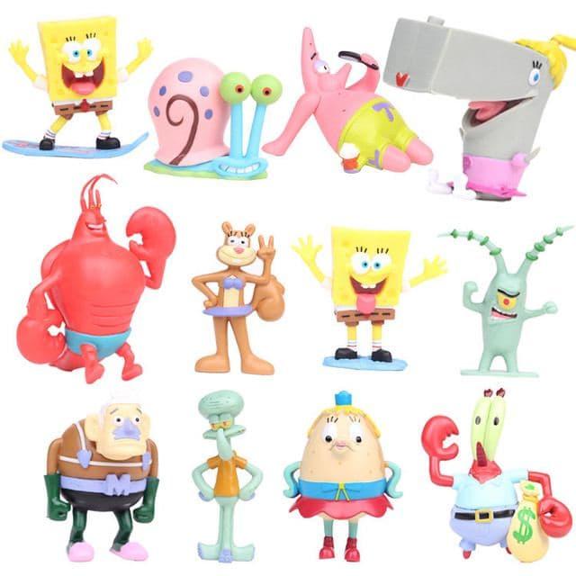 Набір фігурок Губка Боб, 12 шт, 8 см - Spongebob squarepants pack