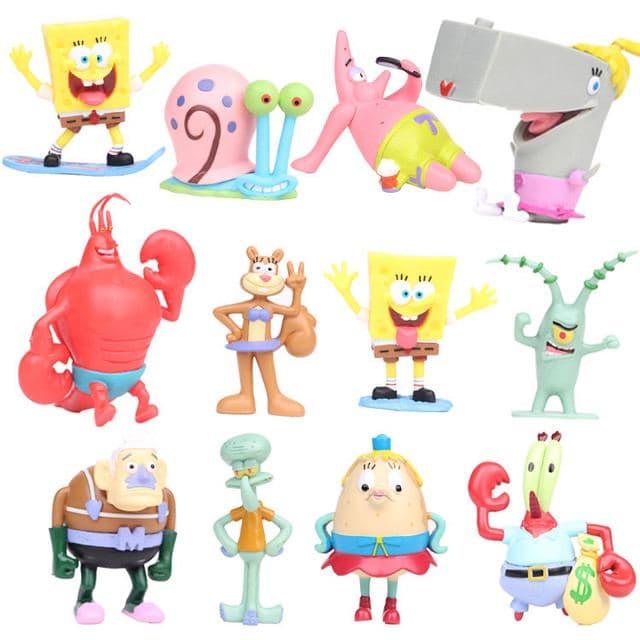 Набор фигурок Губка Боб, 12 шт, 8 см - Spongebob squarepants pack - фото 1 - id-p1320111496