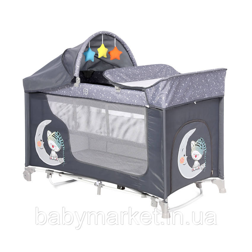 Манеж Lorelli MOONLIGHT 2L ROCKER (grey cute moon)