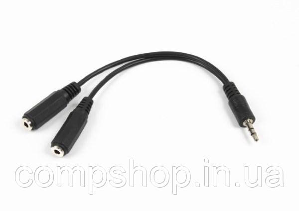 Кабель аудіо Cablexpert 3.5мм-2х3.5мм (M/F), 0.1м, чорний (CCA-415-0.1M) (код 95087), фото 1