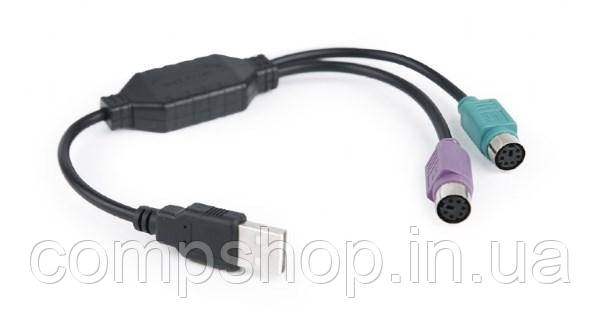 Адаптер USB1.1->2xPS/2 Cablexpert, 0.3м, чорний (UAPS12-BK) (код 95090), фото 1