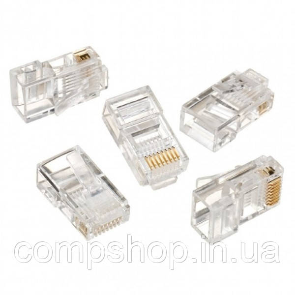 Конектор RJ-45 Cablexpert LC-8P8C-001/10, 8P8C, Cat.5e, модульна вилка, позолочені контакти  (10 ШТ) (код