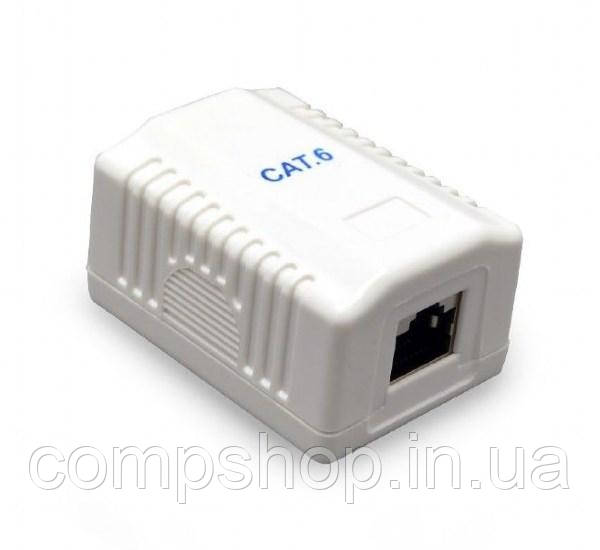 Розетка 1-портова Cablexpert NCAC-1F6-01, однопортова з екраном  RJ-45 ,6Е cat  зовнішня  (код 95171)