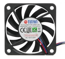 Вентилятор корпусний  60 Х 60 Х 10мм  Titan, 3p/3c, 2-Ball, ультра-потік (TFD-6010HH12B) (код 98002)
