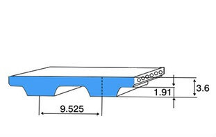 РЕМІНЬ L ПОЛІУРЕТАНОВИЙ (КРОК 9,525 ММ) ЗУБЧАСТИЙ