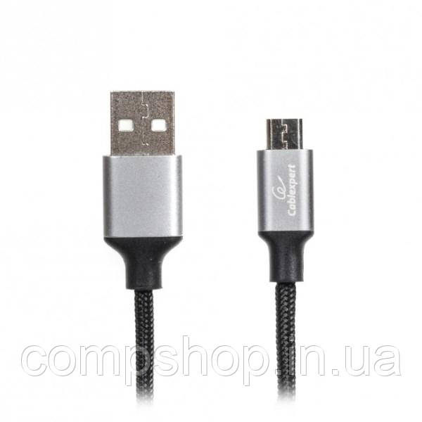 Кабель USB2.0-microUSB 1м Cablexpert, 2.4А, преміум (CCPB-M-USB-09BK) (код 100141), фото 1