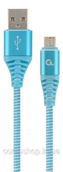 Кабель USB2.0-microUSB 2м Cablexpert, 2.1А, преміум, блакитний (CC-USB2B-AMmBM-2M-VW) (код 109043)