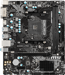 Мат. плата MB MSI A320M-A PRO (A320/sAM4/2xDDR4 3200(OC)/1xPCIе x16/1xPCIе x1/4xSATA3/RAID 0,1,10/GLan/HDMI,