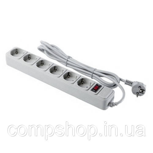 Мережевий фільтр 3.0м Geмbird SPG6-G-10G 6розеток, сірий (код 28611)