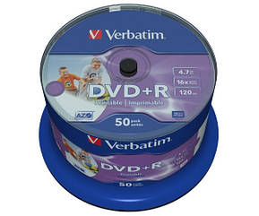Disc DVD+R 4,7 GB Verbatim Printable 16x Spindle 50pcs (43512) (код 46353)