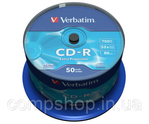 Диск CD-R 700MB 52x 50pcs Verbatim Extra Protection Cake (код 46377)