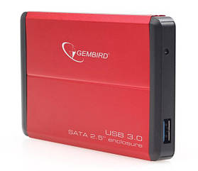 Кишеня зовнішня 2.5''  Gembird EE2-U3S-2-R для SATA дисків, USB3.0 інтерфейс, червоний (код 77768)