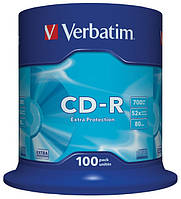 Диск CD-R 700MB 52x 100pcs Verbatim Extra Protection Cake (код 11707)
