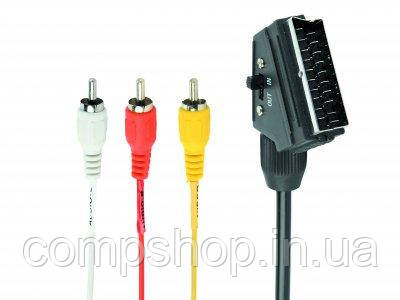 Кабель аудіо-відео Cablexpert CCV-519-001  RCA - SCART двонаправленість: перемикач для вибору направлення
