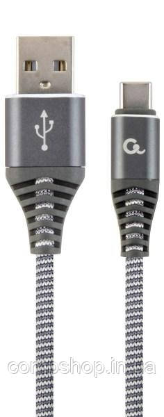 Кабель USB2.0-Type-C 1м Cablexpert, преміум, сірий (CC-USB2B-AMCM-1M-WB2) (код 110589)