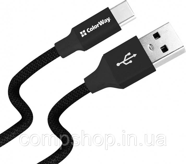 Кабель USB Type-C ColorWay 2.4 А 2м чорний Black (CW-CBUC008-BK) (код 114207)