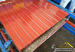 Металопрофіль, профнастил ПС-8 червоного кольору RAL 3011, купити червоний профнастил для стін, огорожі і воріт