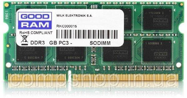 Пам'ять SoDDR3  8GB  1600MHz PC3-12800  Goodram  (GR1600S364L11/8G) (код 64576)