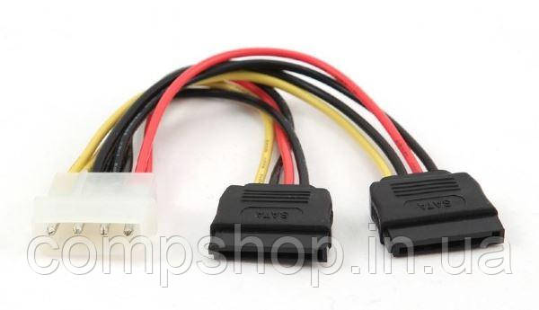 Кабель живлення Molex (F) -> 2хSATA (F) Cablexpert CC-SATA-PSY-0.3M, 30см (код 92873)