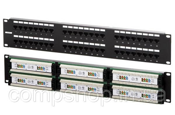 Патч-панель 19" 48xRJ-45 UTP, кат. 6, 2U, dual type, EPNew (код 75024)