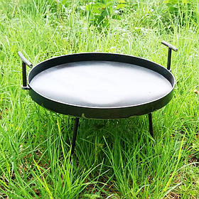 Сковорода з ніжками для пікніка риболовлі або відпочинку на природі та дачі з диска борони з бортиком 50 см зі сталі