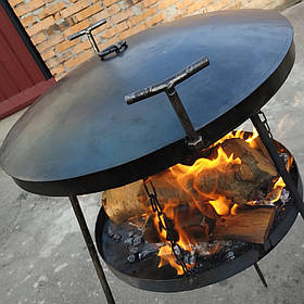 Сковорода з довгими ніжками і кришкою для пікніка риболовки або відпочинку на природі з диска борони 50 см сталь