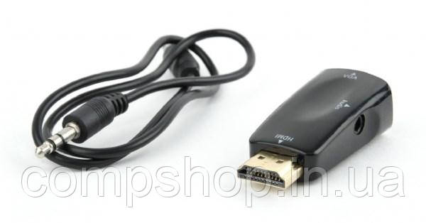 Адаптер HDMI->VGA+3.5мм Cablexpert, чорний (AB-HDMI-VGA-02) (код 100055)