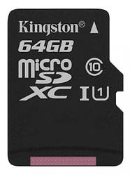 Карта пам'яті MicroSD 64Gb Kingston C10 Canvas Select Plus 100R A1 (код 110177)