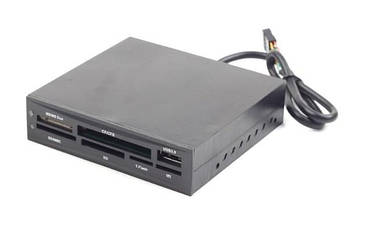 Зчитувач Кардрідер Gembird FDI2-ALLIN1-02-B CF/MD/SM/MS/SD/MMC/Xd, внутрішній, чорний (код 79619)