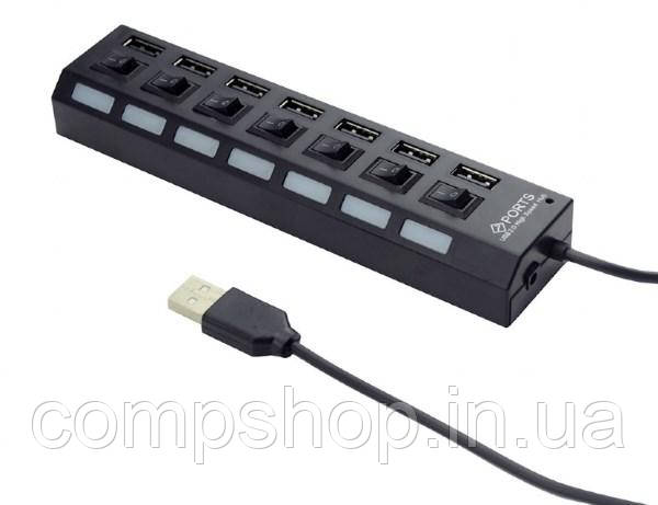 Адаптер Пристрій USB  Hub Gembird UHB-U2P7-03 на 7 портів  USB 2.0 (код 111426)