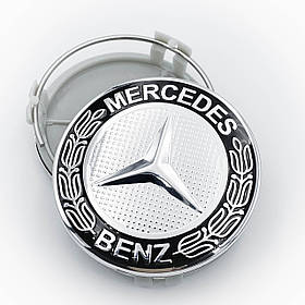 Ковпачки (заглушки) в литі диски Mercedes Benz (Мерседес) 75 мм Класик сріблясто-чорні