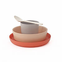 EKOBO - Набір дитячого посуду Scandi AKI, пудра, світло-сірий, теракота