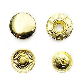 Кнопка металева Альфа 12,5 мм. Туреччина колір золото (50 шт. у пакованні)