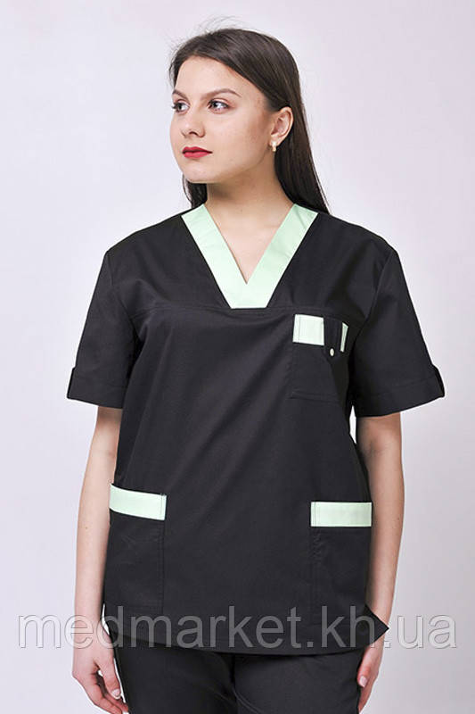 Костюм хірургічний К-33 ELIT COTTON. Чорний