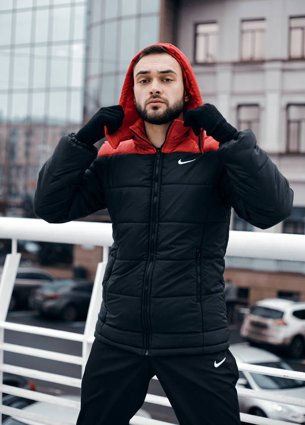 Зимова Куртка "Європейка" червоно-чорна, фото 2